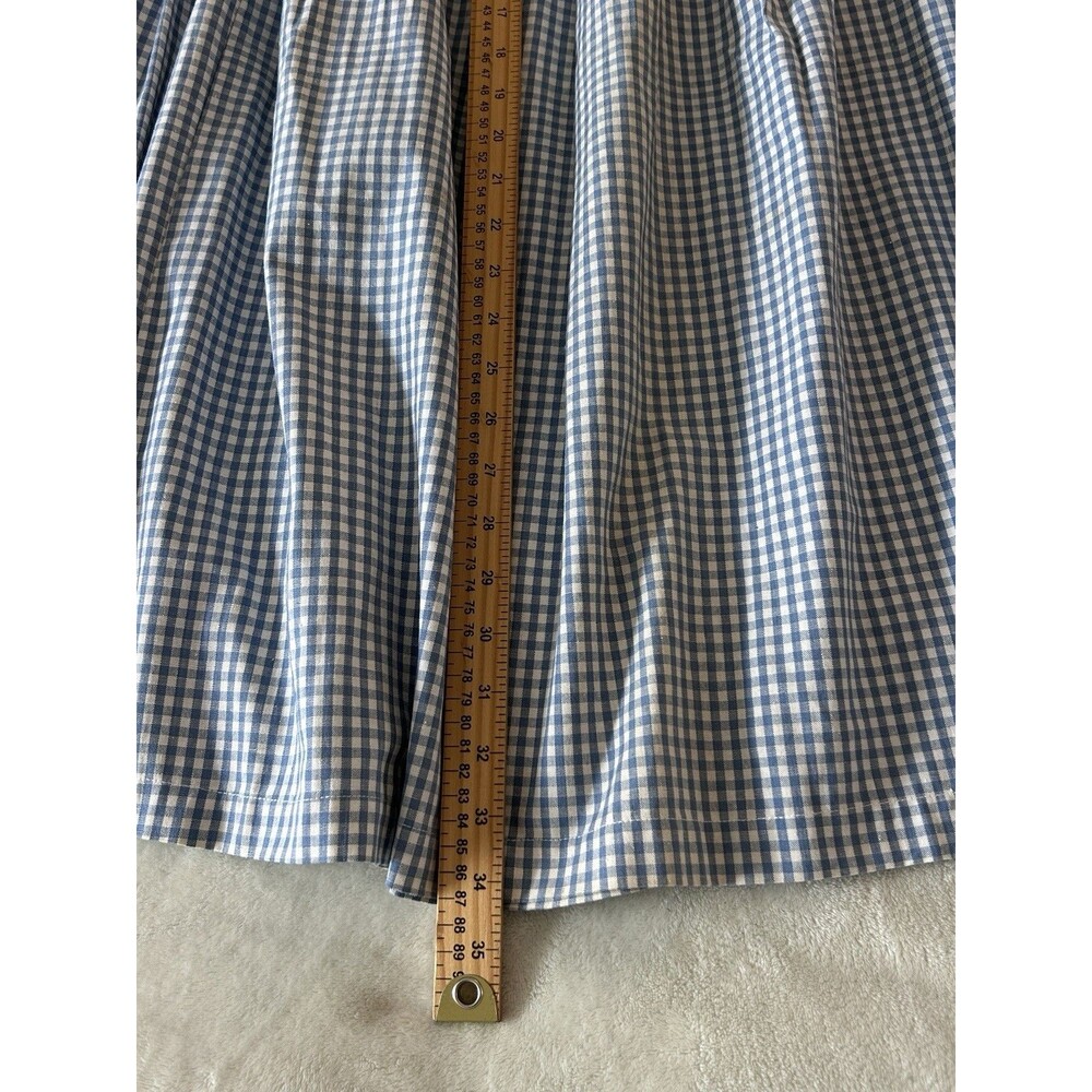 Vintage Van Heusen Blue White Gingham Button Side Midi Skirt A-Line Sz 16 Easter - Picture 5 of 8
